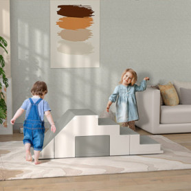 Stor Byggklossar Rutschkana med Trappa Mjuk 5 st 86 x 49 x 47 cm Grå