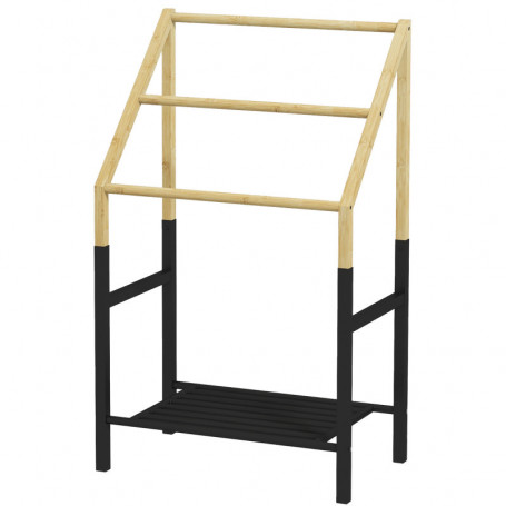 Bambu Handduksställ Fristående 3 Stångs med Hylla 51 x 31 x 85,5 cm