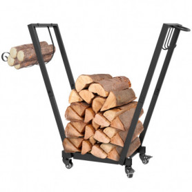 Vedställ med Hjul 50 kg, 79 x 30 x 81 cm Svart