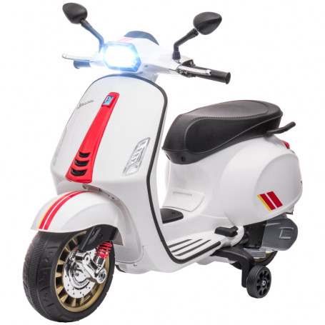 Vespa El Motorcykel för barn med Musik & Strålkastarev 3 km/h Vit