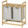 Tvättkorg 2 Tvättpåsar 40L Bambu 64 x 33 x 73 cm