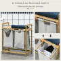 Tvättkorg 2 Tvättpåsar 40L Bambu 64 x 33 x 73 cm