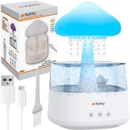 Luftfuktare Med Vattendroppe Diffusor LED Nattljus / Regneffekt, Nattlampa
