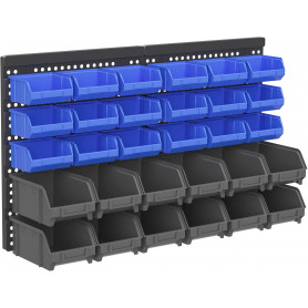 Verktygstavla Med 30 Lådor 2 Storlekar Plast Blå Grå Svart 37,5×18×...