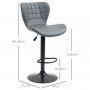 2-Pack Barstol Justerbar Höjd Retrodesign Grå Läder