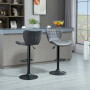 2-Pack Barstol Justerbar Höjd Retrodesign Grå Läder