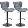 2-Pack Barstol Justerbar Höjd Retrodesign Grå Läder
