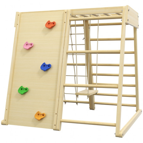 Inomhus Klättring Kit för Barn Multiplay Sportset med Gunga 120 x 105 x 120 cm