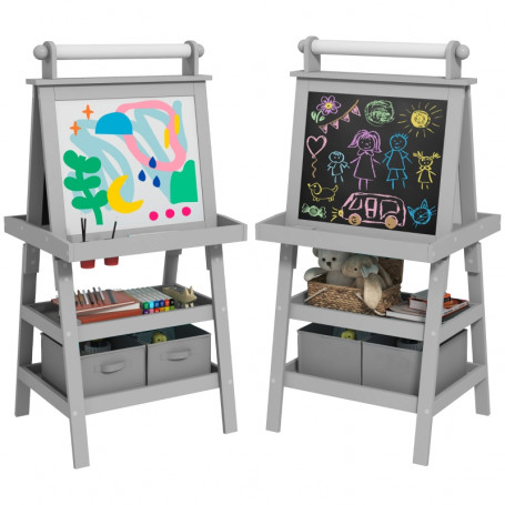 Rittavla för Barn Dubbel-Sidig Whiteboard, Svarta Tavla, Papparoll Hållare