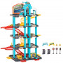 XXL Parkeringsgarage Leksak Racerbana, 4 Bilar, 1 Helikopter - Manuell Hiss, Bensinstation, Hiss