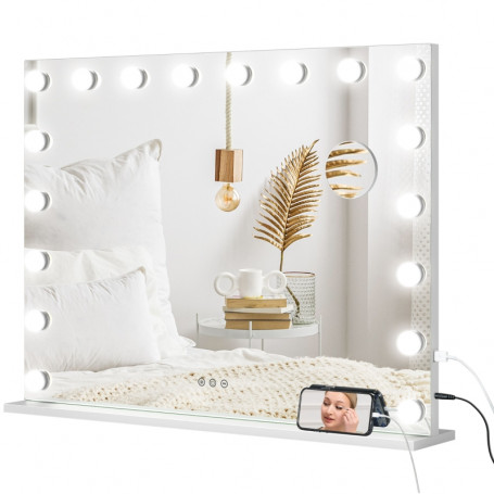Sminkspegel Hollywood med Justerbar LED-belysning 80 x 62 cm​