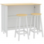 Köksö med sittplatser -Fällbord till 2 Personer + 2 Barstolar, 2 Skåp Vit / Ek 110 x 60 x 90 cm
