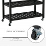 Rullbar Köksö / Serveringsvagn Svart 2 Hyllor 2 Lådor 91,4 x 45,6 x...
