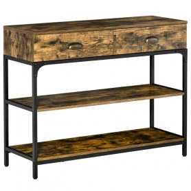 Konsolbord Industriell Trä med 2 Lådor Vintage Brun 100 x 35 x 79,2 cm