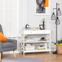 Konsolbord Industriell Trä med 2 Lådor Vit 100 x 30,5 x 80 cm