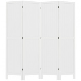 Skärmvägg Rumsavdelare i 4 Trä Paneler 160 x 170 cm Vit
