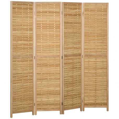 Skärmvägg Rumsavdelare 4-panel Handvävd Trä 120 x 170 cm
