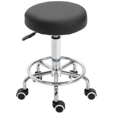 Kontorspall Justerbar i Höjdled, Konstläder Ø42 x 50-64 H cm, Svart