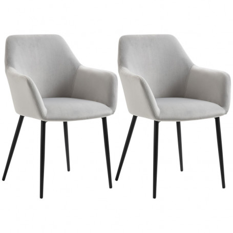 Matstolar 2-pack Moder Design Sammet Ljusgrå 54 x 57 x 80 cm