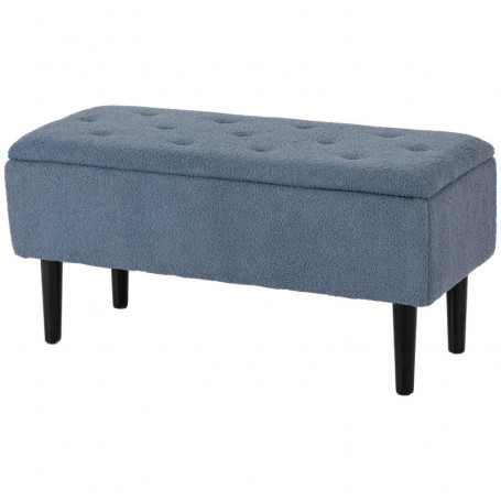Sittbänk Teddy Fleece Blå med Förvaringsutrymme 95 x 38 x 45 cm