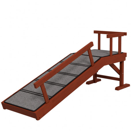 Hundramp Avtagbara Räcken, Halkfritt 125 x 40 x 56 cm brun/grå