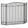Gnistskydd för Öppen Spis 3 Delad Vikbar Mesh Design Svart