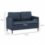 Soffa 2-sits Kamy Mörkblå Linne 135 x 67 x 80 cm