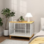 Hundbur på Ben med Låsdörr, Mjuk Kudde 86 x 60 x 70 cm Vit, Ek