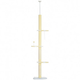 Klösträd golv-till-tak justerbart 220–260 cm med 3 våningar sisal &...