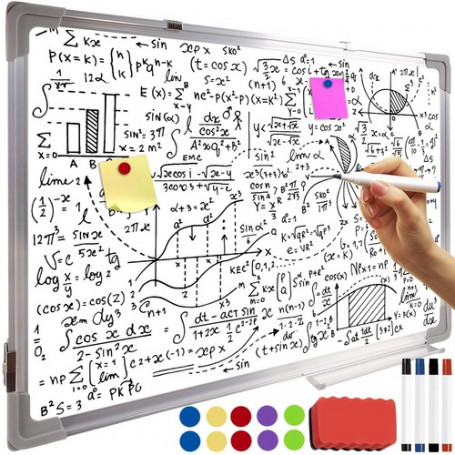 Magnetisk Whiteboard 90x60 cm med Markörer, Magneter och Svamp