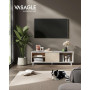 TV-bänk Avalon Räfflat Glas Modern Vit Ek 140 x 39 x 45 cm
