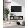 TV-bänk Avalon Räfflat Glas Modern Svart Sten-Grå 140 x 39 x 45 cm