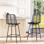 2-pack Barstolar med Rygg Rotting Boho-Design Sitthöjd 66 cm Svart