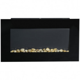 Vägg Elektrisk Kamin med Flameffekt 1000 /2000 W Svart 72 x 11 x 40 cm