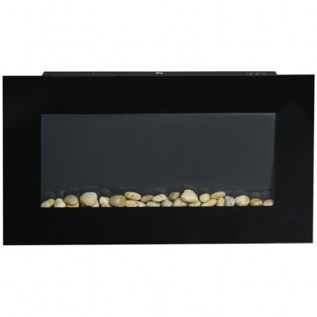 Vägg Elektrisk Kamin med Flameffekt 1000 /2000 W Svart 72 x 11 x 40 cm