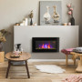 Vägg Elektrisk Kamin med Flameffekt 1000 /2000 W Svart 72 x 11 x 40 cm