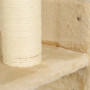 katt klättervägg med klösbrädor, hoppplattformar och lekbollar, för klättring och vila, beige