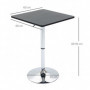 Höjdjusterbart Barbord, 360° Rotation Robust Metallfot, Svart/Silver 60 x 60 x 69-93 cm