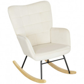 Gungstol Sammet Beige med Tjock Stoppning, Brett Ryggstöd