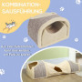 Katt Tunnel med 3 Öppningar 107 x 38 x 29 cm, Beige/Grå