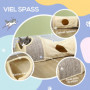 Katt Tunnel med 3 Öppningar 107 x 38 x 29 cm, Beige/Grå