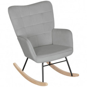 Gungstol Sammet Ljusgrå med Tjock Stoppning, Brett Ryggstöd