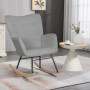 Gungstol Sammet Ljusgrå med Tjock Stoppning, Brett Ryggstöd