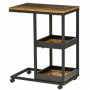 Sidobord C Formad med Hjul Industriell Stil Brun Svart