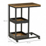 Sidobord C Formad med Hjul Industriell Stil Brun Svart