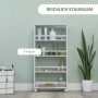 Slim Hylla med Hjul 4 Fack Multifunktion 45 x 15 x 91 cm, vit