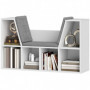 Liggande Bokhylla med Sits, 6 fack, 105 x 30 x 63 cm, vit