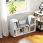 Liggande Bokhylla med Sits, 6 fack, 105 x 30 x 63 cm, vit