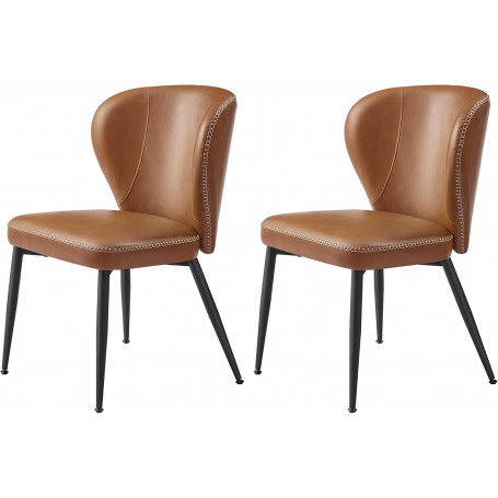 Matstolar 2-pack Karamellbrun Vintage PU-läder Stålben Ergonomisk R...