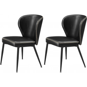 Matstolar 2-pack Svart Vintage PU-läder Stålben Ergonomisk Ryggstöd...